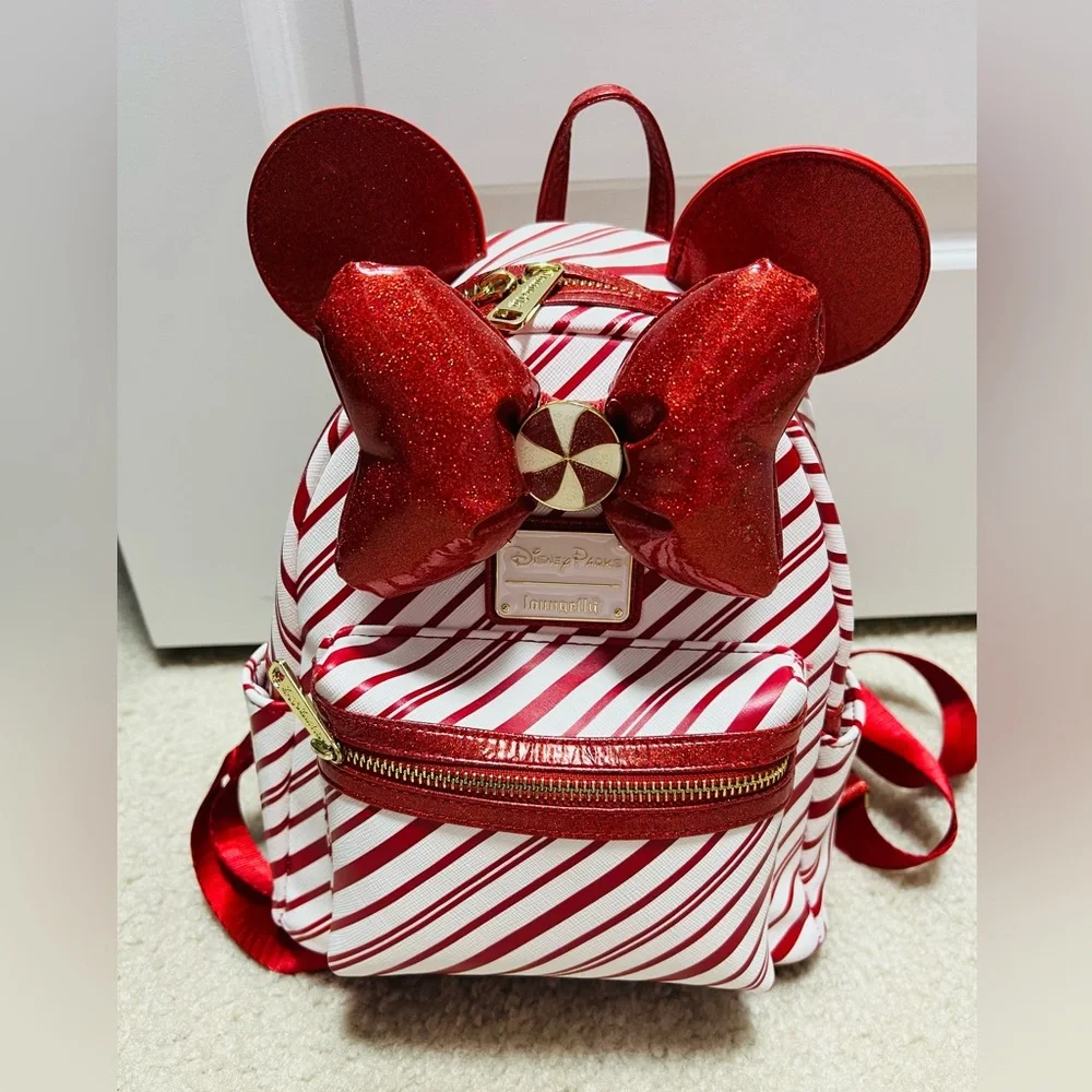 Disney Loungefly Peppermint Candy Cane Backpack and Ears Limited Edition Rare